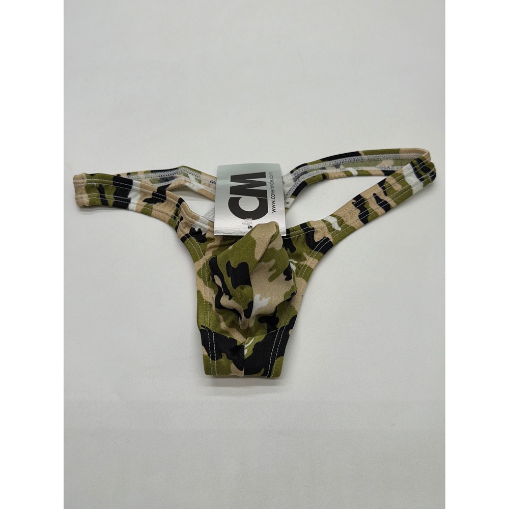 Cover Male Mens Camouflage Pouch Enhancing Thong Underwear Green Size L 202